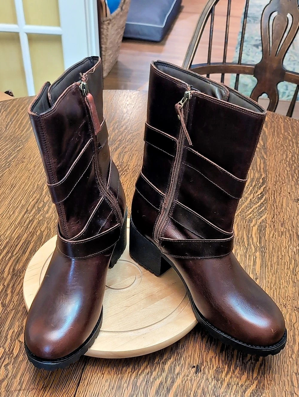 Harley-Davidson LaLanne Triple Strap Leather Heeled Boots Brown US 11M